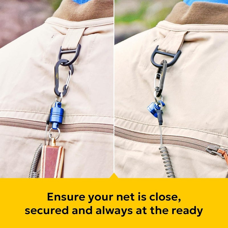 sf. Strongest Magnetic Net Release Magnetic Keychain Fly Fishing Net Retractor Magnet Clip Holder Retractor with Retractable Coiled Lanyard Carabiner - Image 5